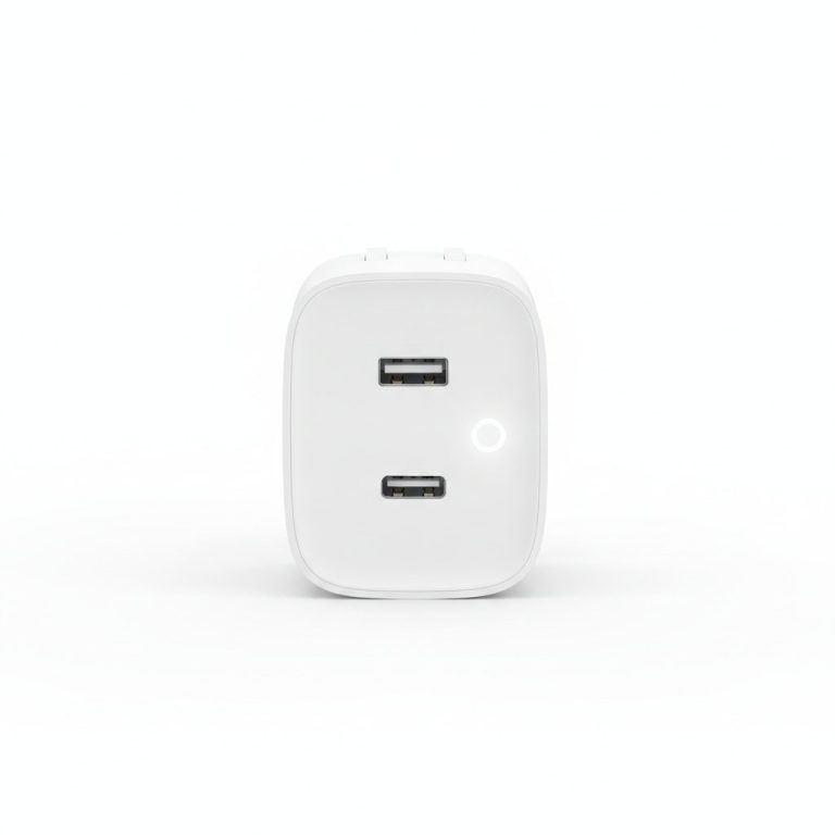 Chargeur USB-C 65W GaN blanc vu de face